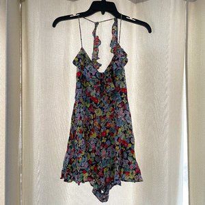 Kimchi Blue colorful flower print romper size 0 open back Urban Outfitters